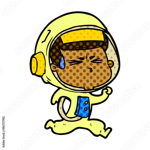 cartoon stressed astronaut