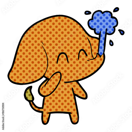 cute cartoon elephant spouting water