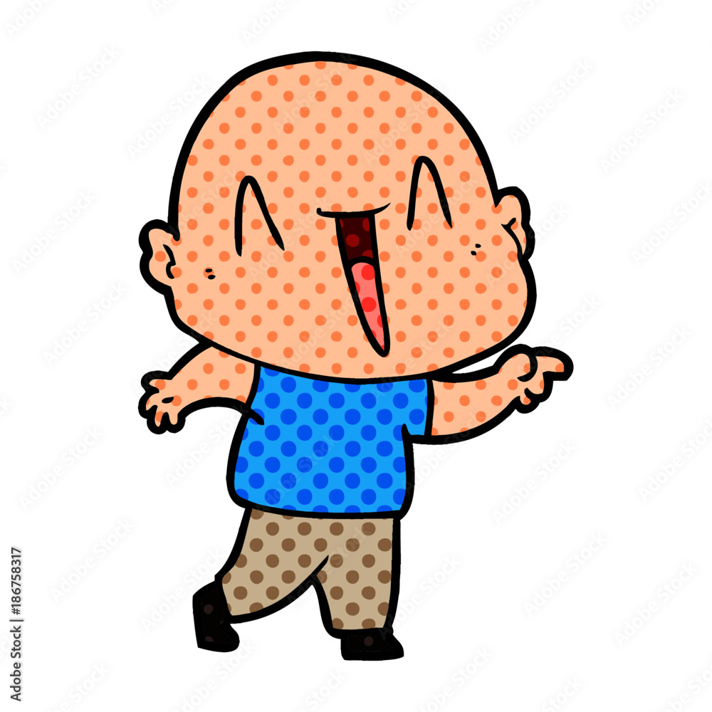 happy cartoon bald man happy cartoon bald man