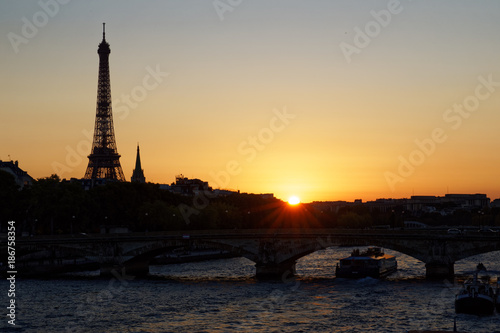 Eiffel tower viewed from Alexander III bridge in Paris, France, October 14, 2017