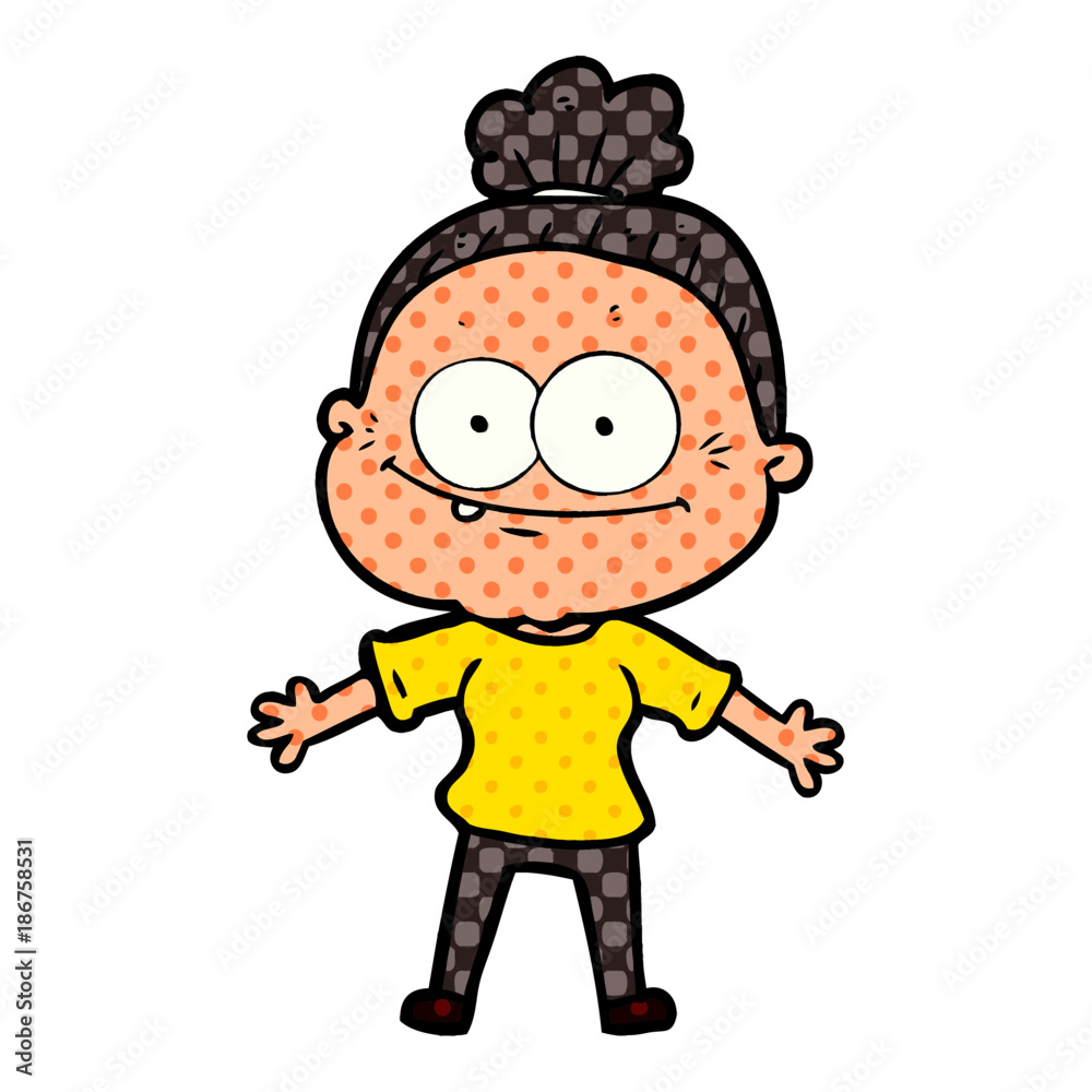 Obraz premium cartoon happy old woman