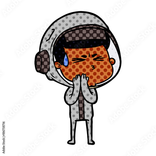 cartoon stressed astronaut