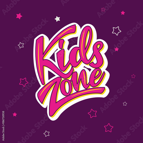 Kids zone banner design with lettering. Vector illustration.