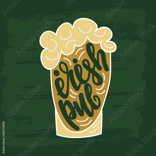 Irish pub lettering design. Vector illustration.