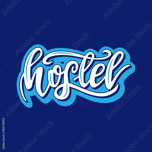 Hostel Lettering logo design. Vector illustration.