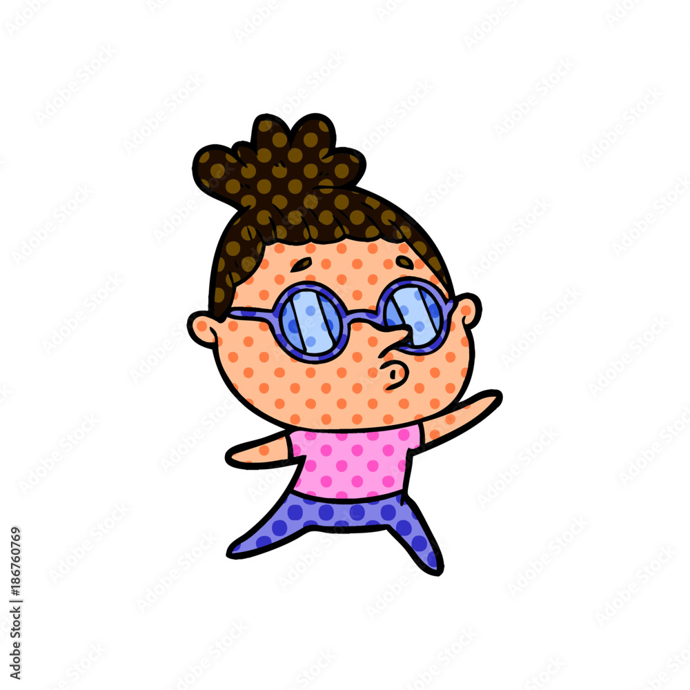 cartoon woman wearing glasses