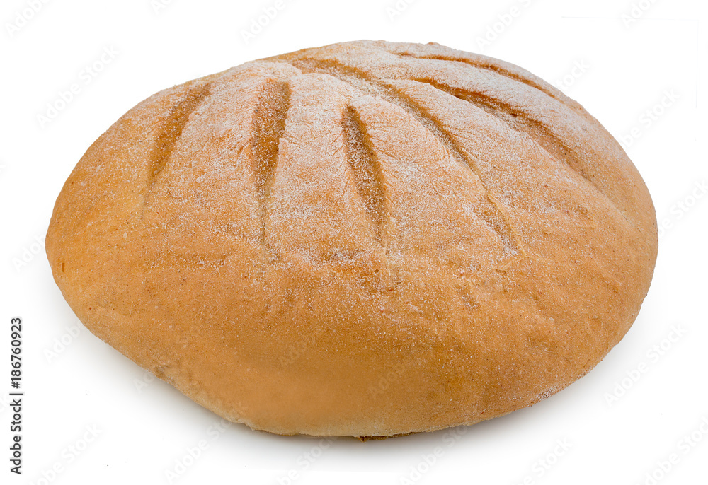 Traditional homemade french round bread isolated on a white background Traditional homemade french round bread isolated on a white background