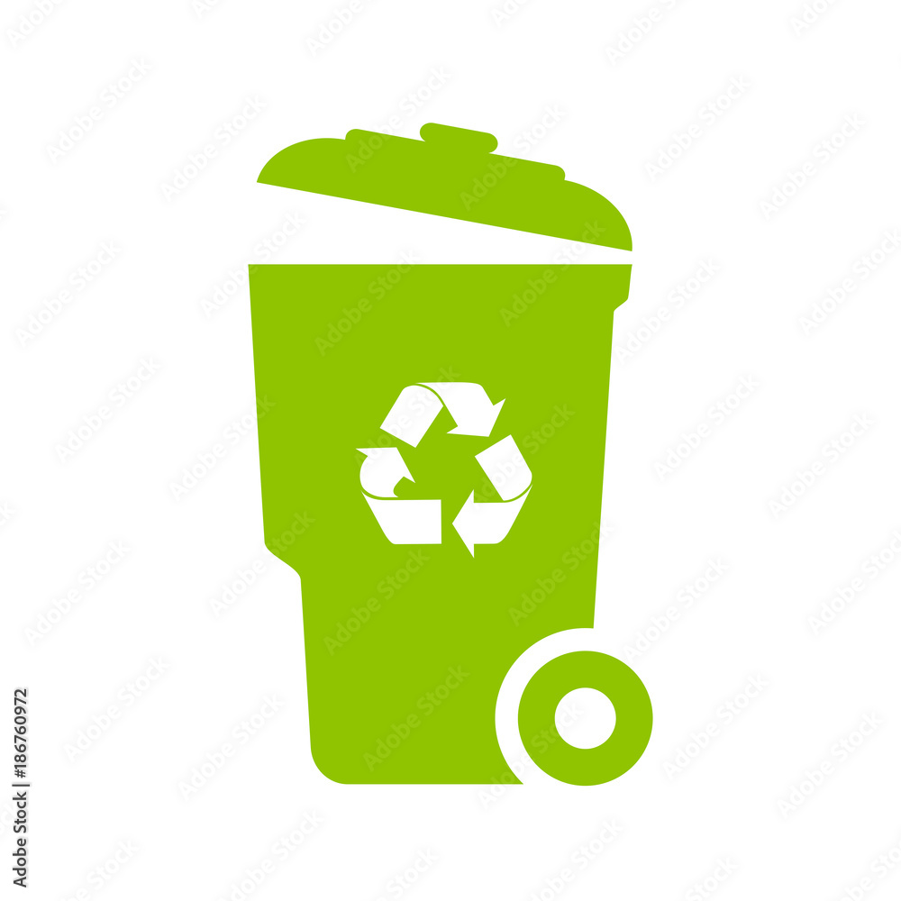 Big green trash can vector icon Stock Vector Adobe Stock