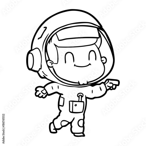 happy cartoon astronaut man