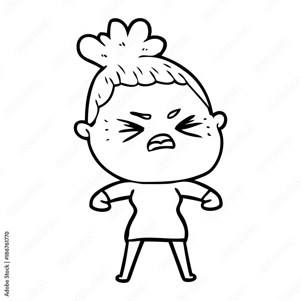 cartoon angry woman