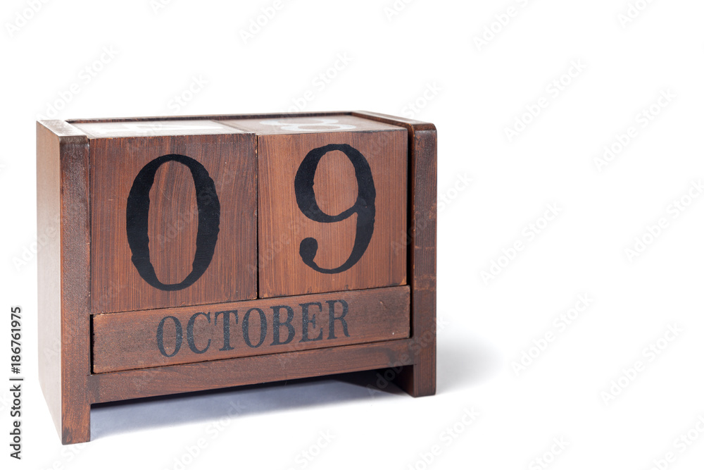 Wooden Perpetual Calendar set to October 9th Wooden Perpetual Calendar set to October 9th