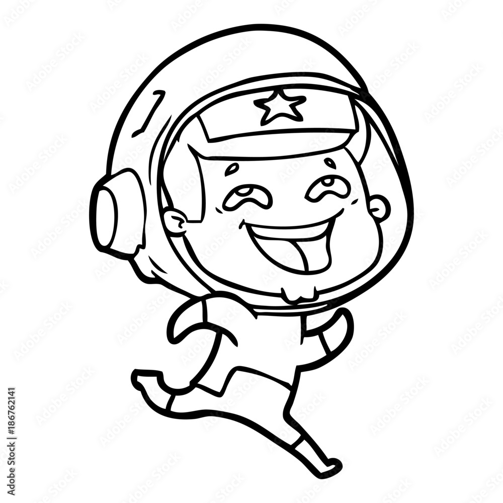 cartoon laughing astronaut