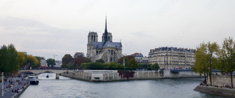 Notre Dame de Paris is considered to be one of the finest examples of French Gothic architecture, France, October 15, 2017