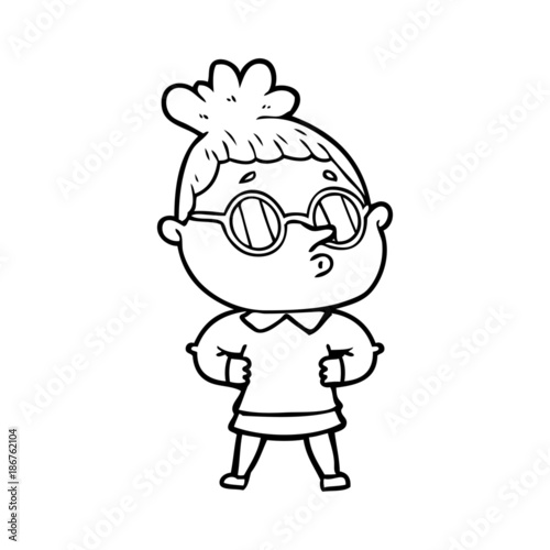 cartoon woman wearing glasses