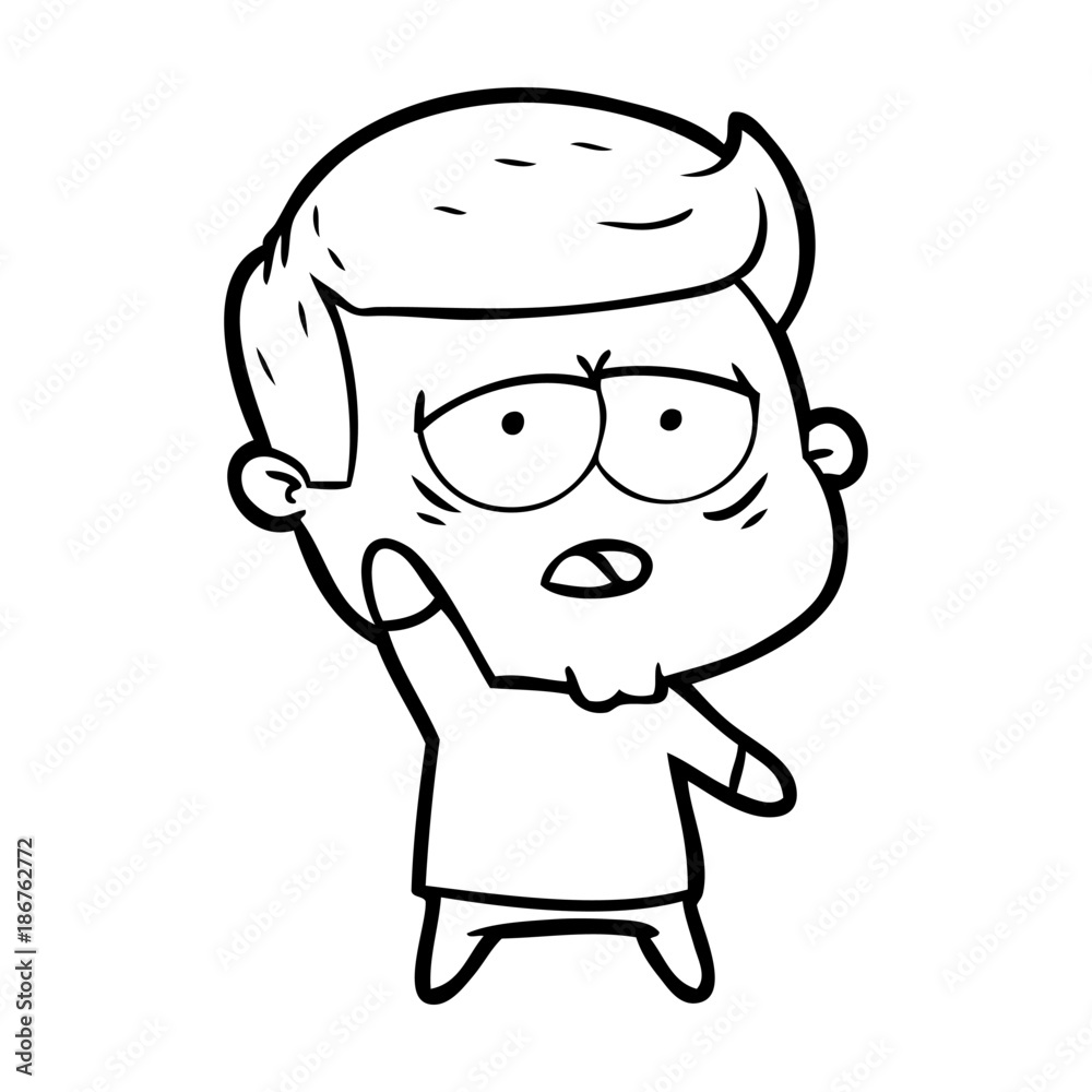 cartoon tired man
