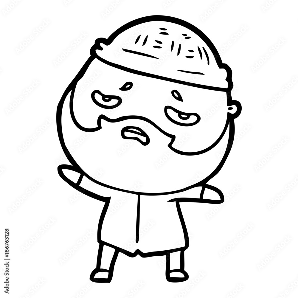 cartoon worried man with beard