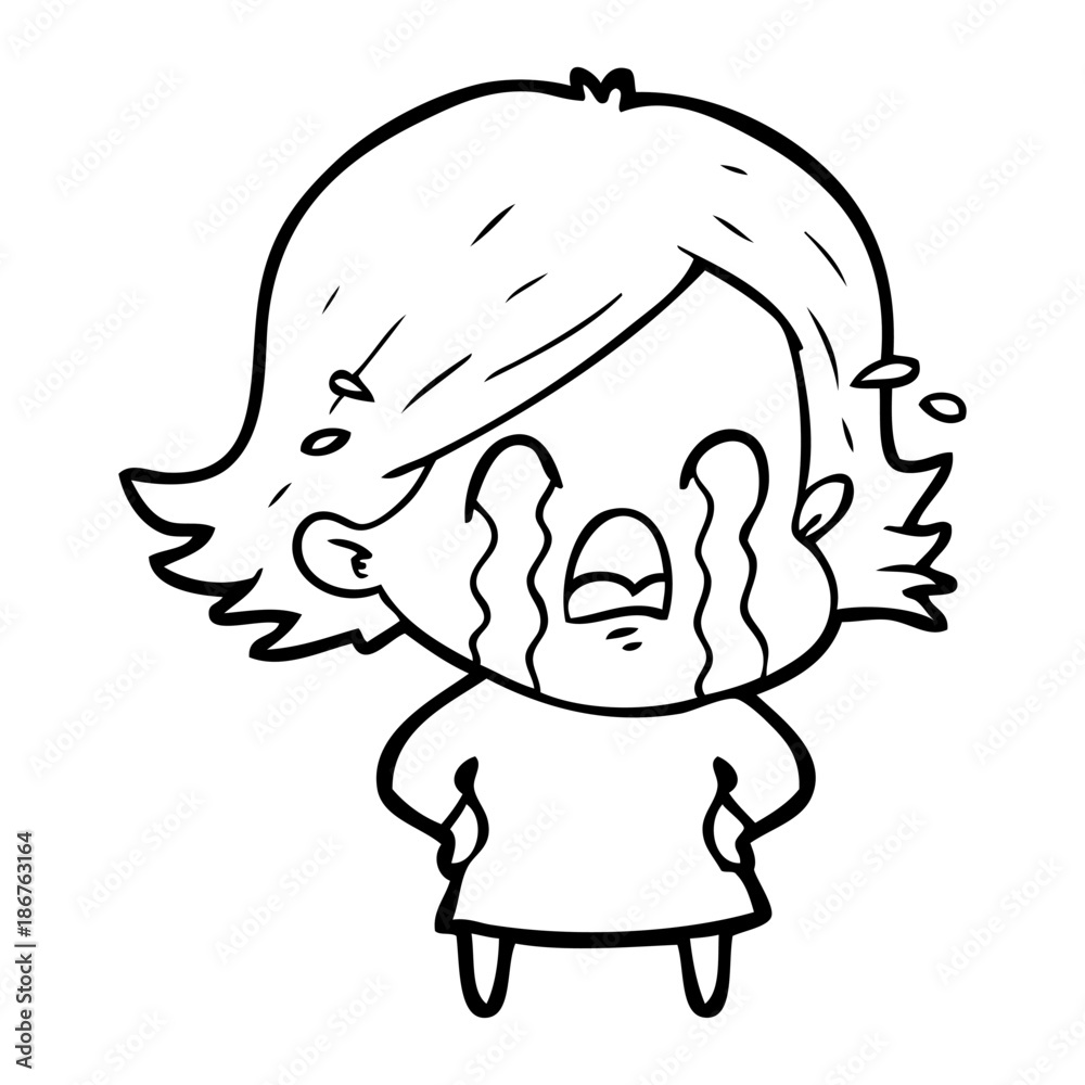 cartoon woman crying