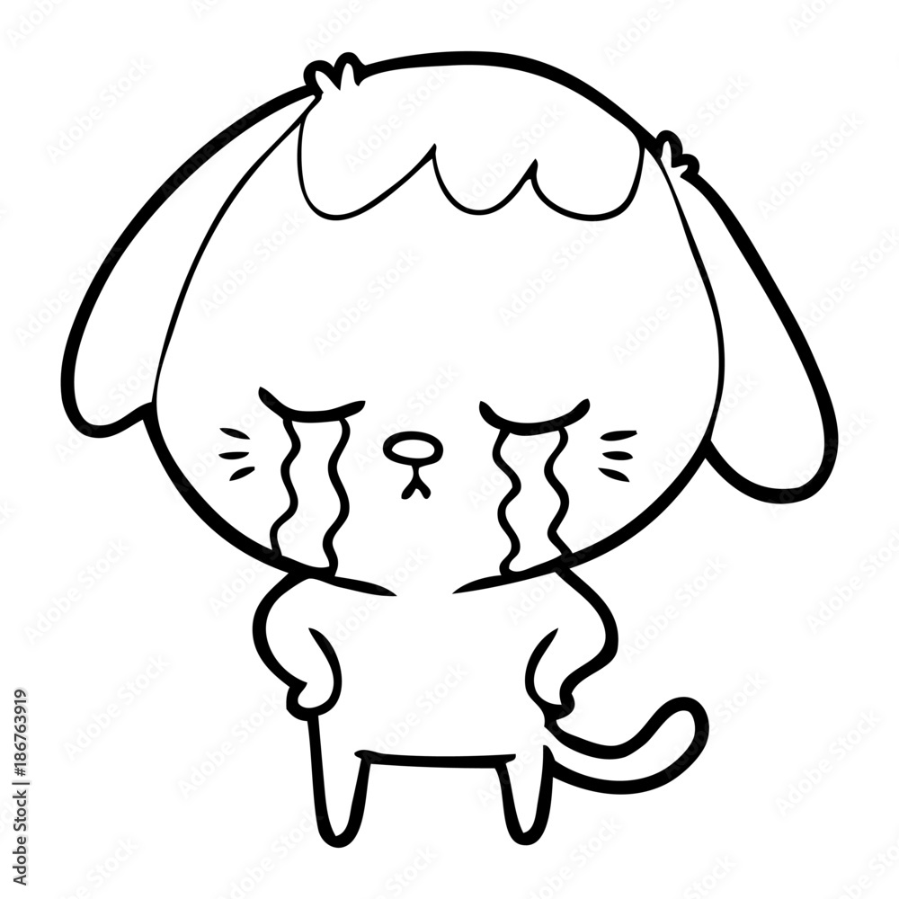Fototapeta premium cute puppy crying cartoon
