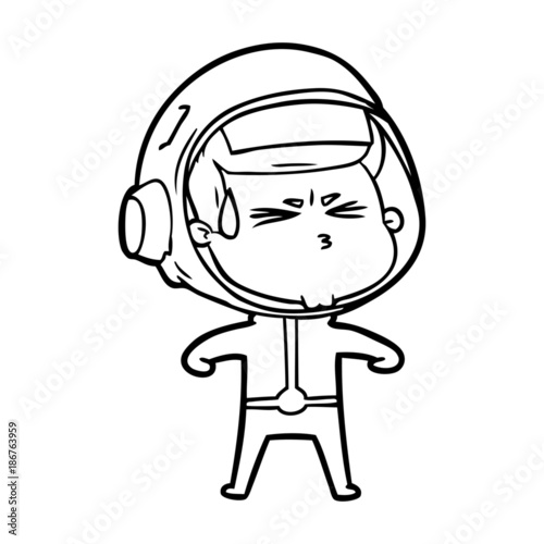 cartoon stressed astronaut