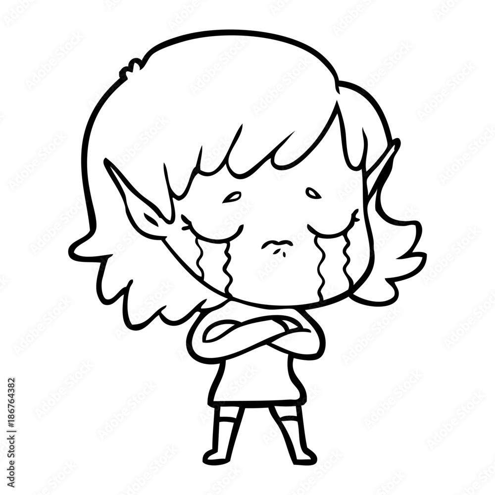 cartoon crying elf girl cartoon crying elf girl