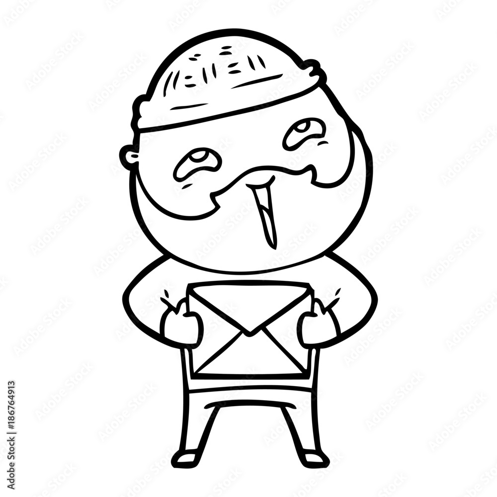 cartoon happy bearded man