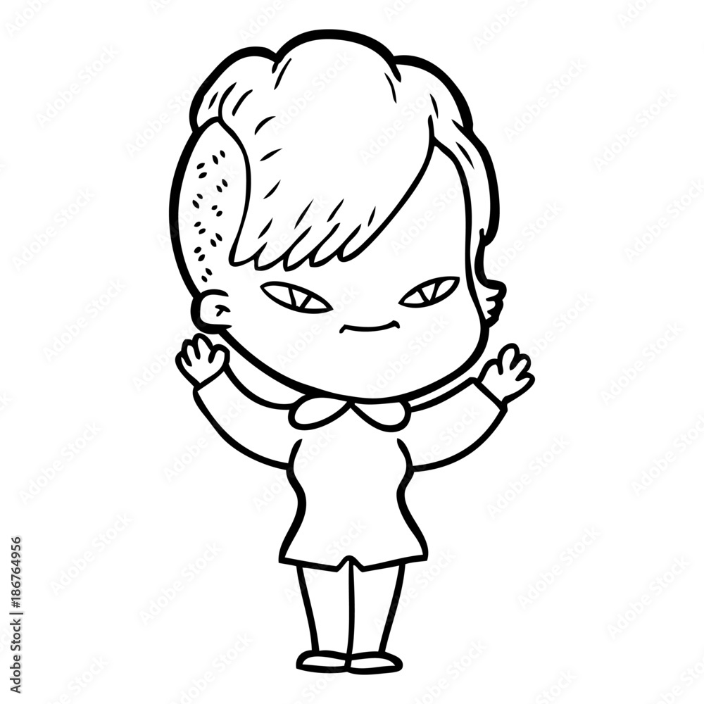 cute cartoon girl with hipster haircut cute cartoon girl with hipster haircut