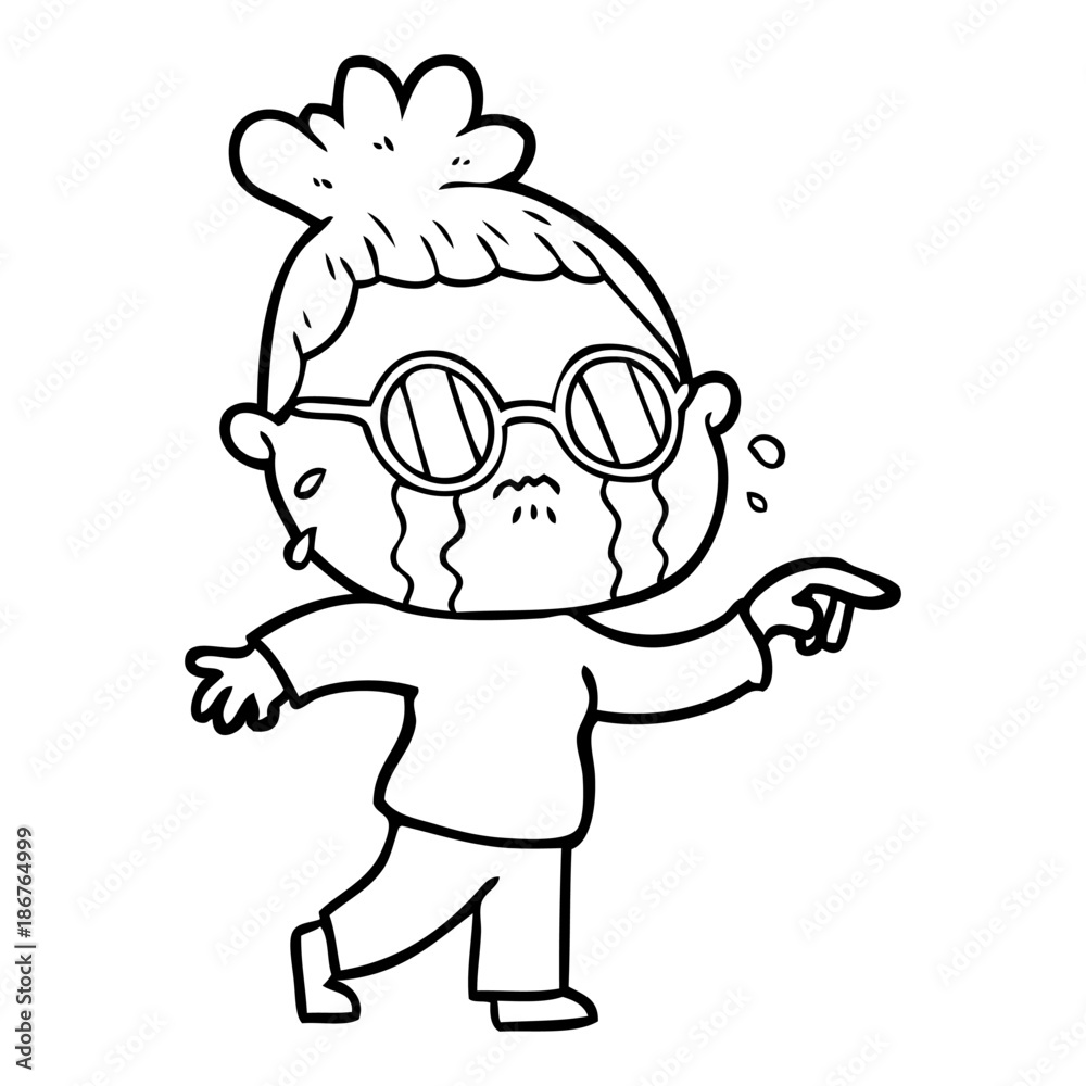 cartoon crying woman wearing spectacles cartoon crying woman wearing spectacles