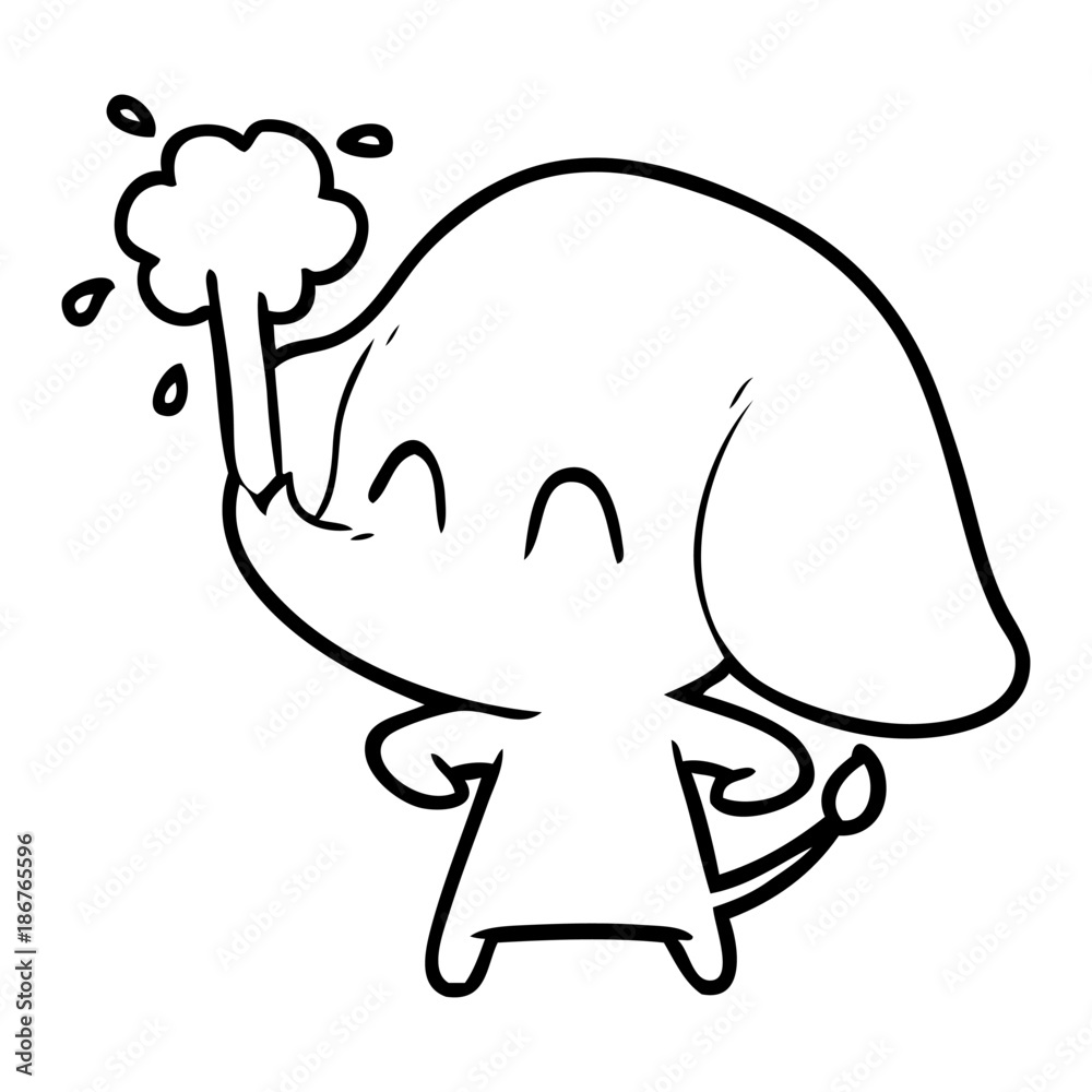 Fototapeta premium cute cartoon elephant spouting water