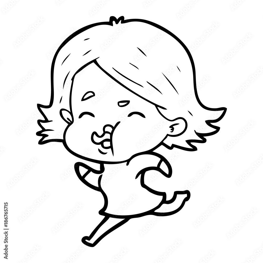 cartoon girl pulling face