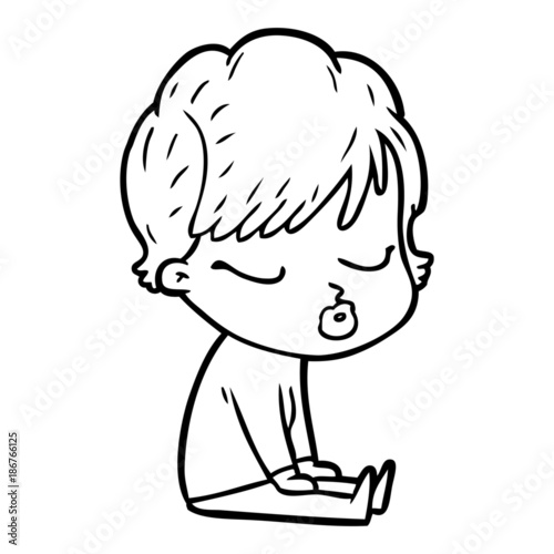 cartoon woman with eyes shut