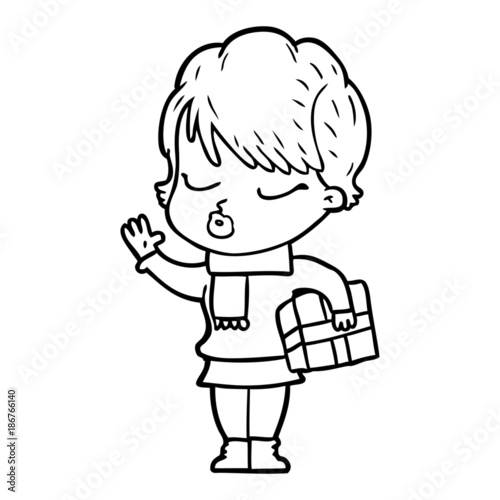 cartoon woman with eyes shut