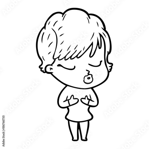 cartoon woman with eyes shut