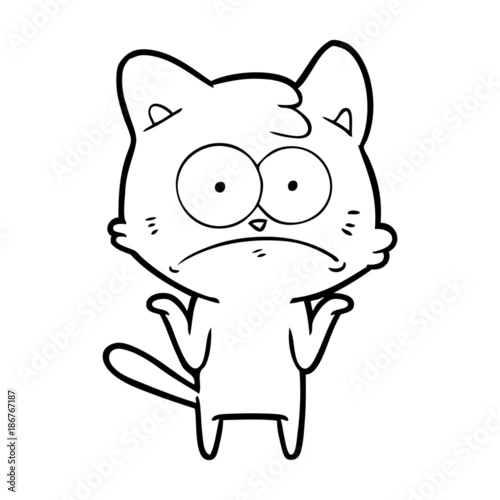 cartoon nervous cat