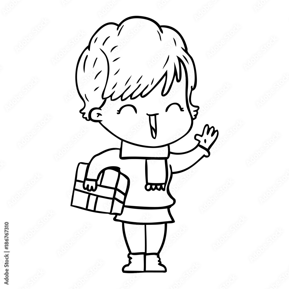 cartoon laughing woman