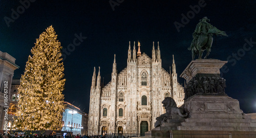 Duomo di Milano by Night with giant Christmas Tree, Milano, Italy
