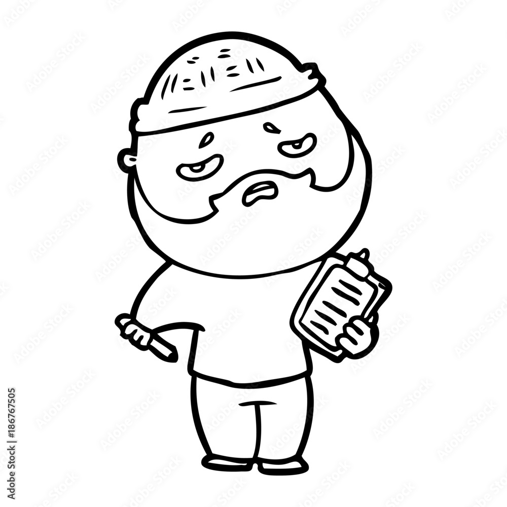 cartoon worried man with beard cartoon worried man with beard