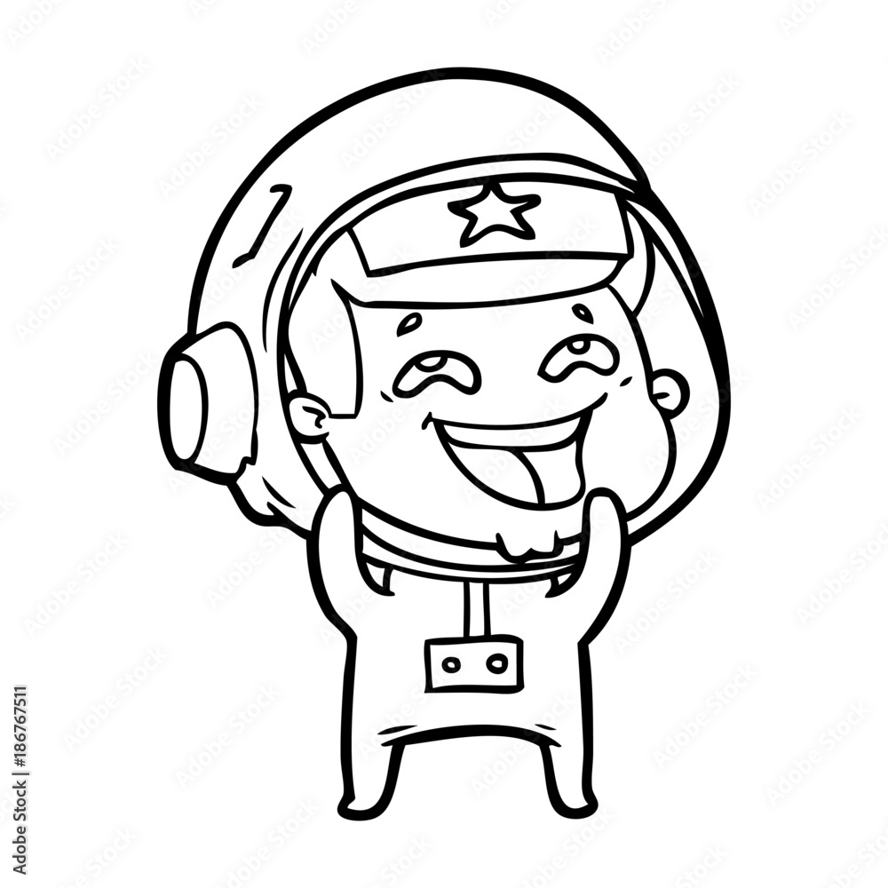 cartoon laughing astronaut