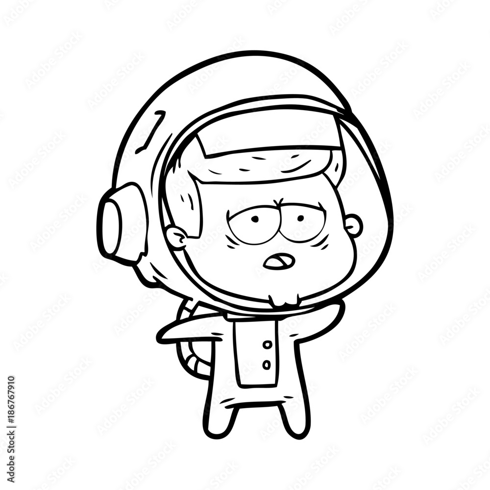 cartoon tired astronaut