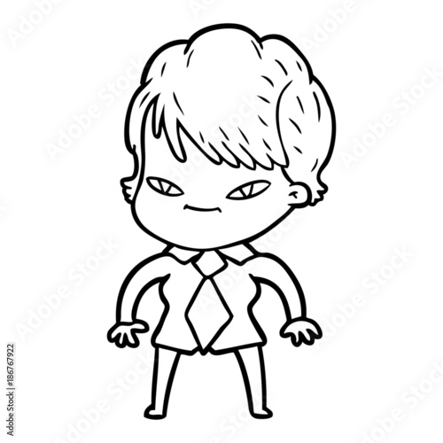 cartoon happy woman