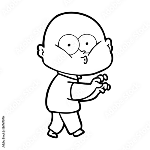 cartoon bald man staring