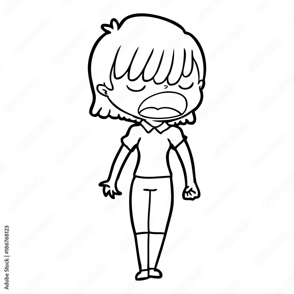 Obraz premium cartoon woman talking loudly