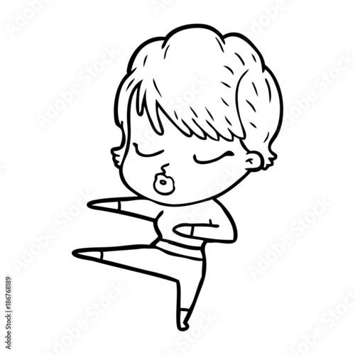 cartoon woman with eyes shut