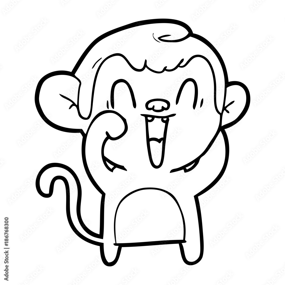Fototapeta premium cartoon laughing monkey