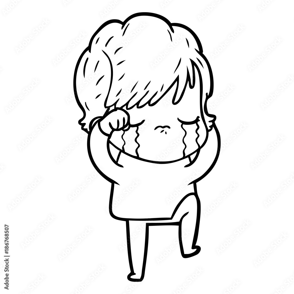 cartoon woman crying