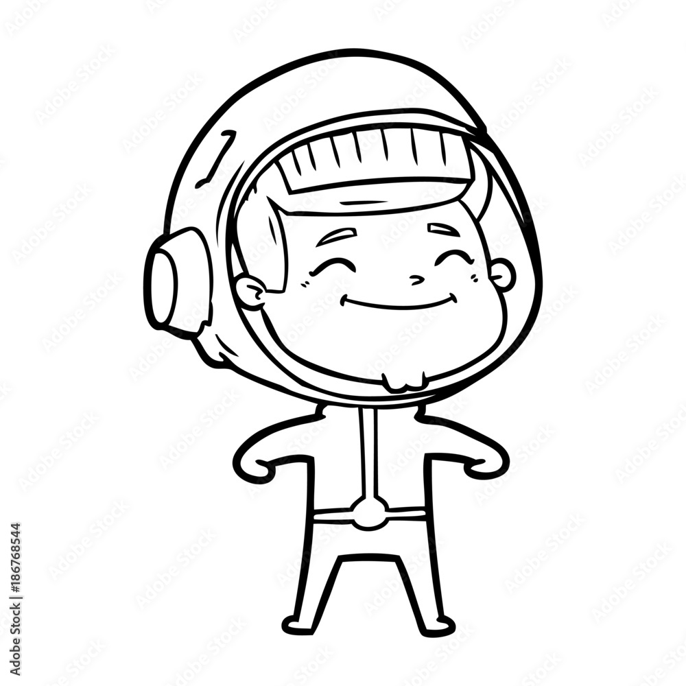 happy cartoon astronaut