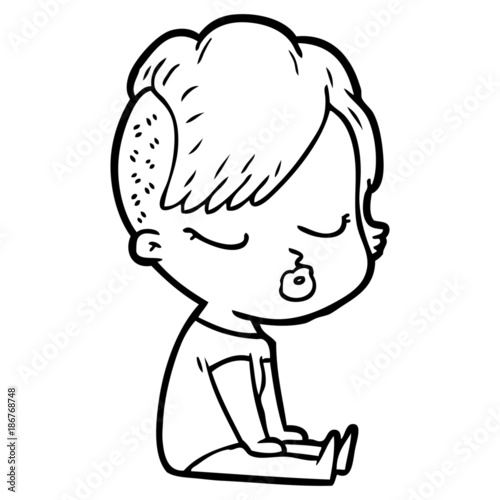 cartoon pretty hipster girl