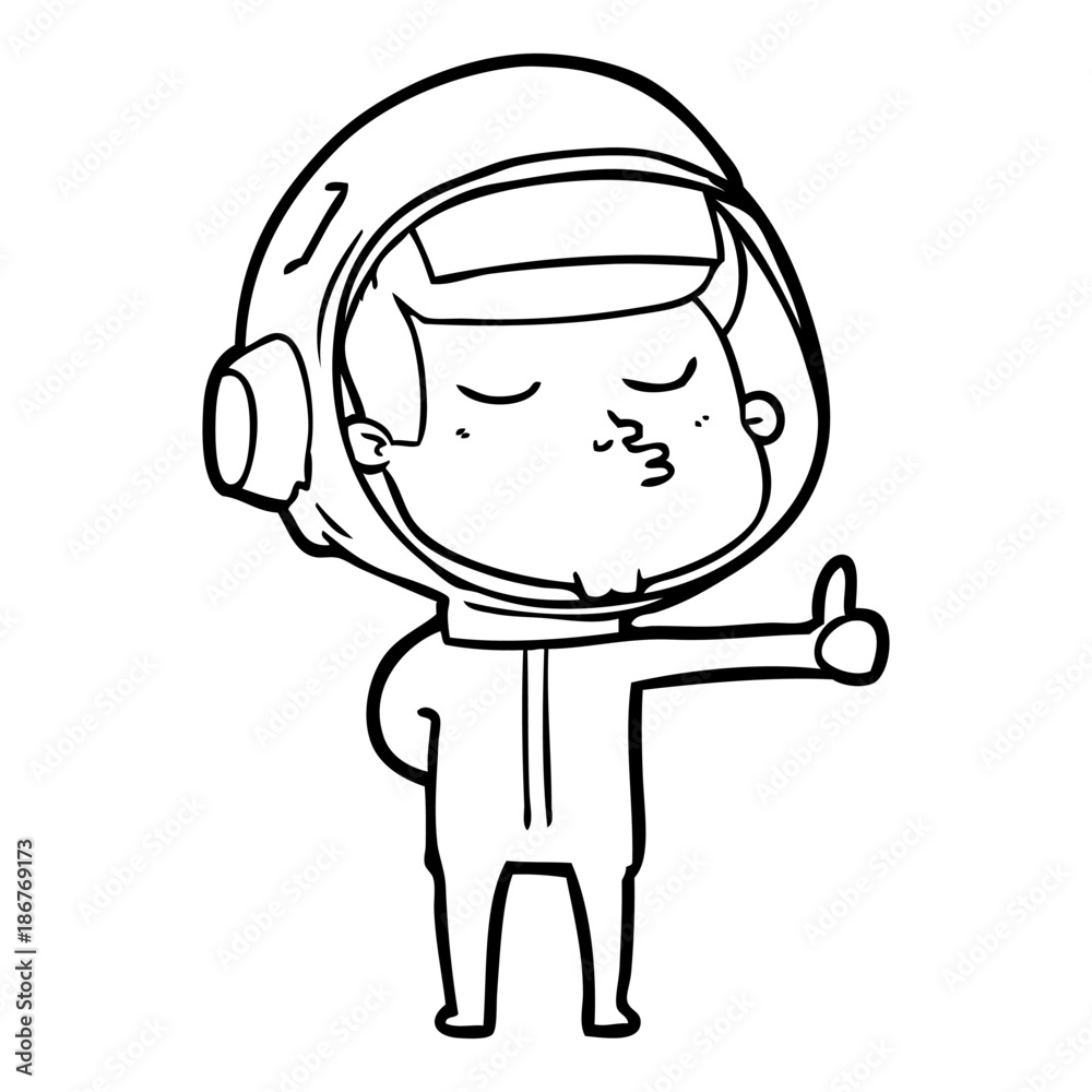 cartoon confident astronaut giving thumbs up sign