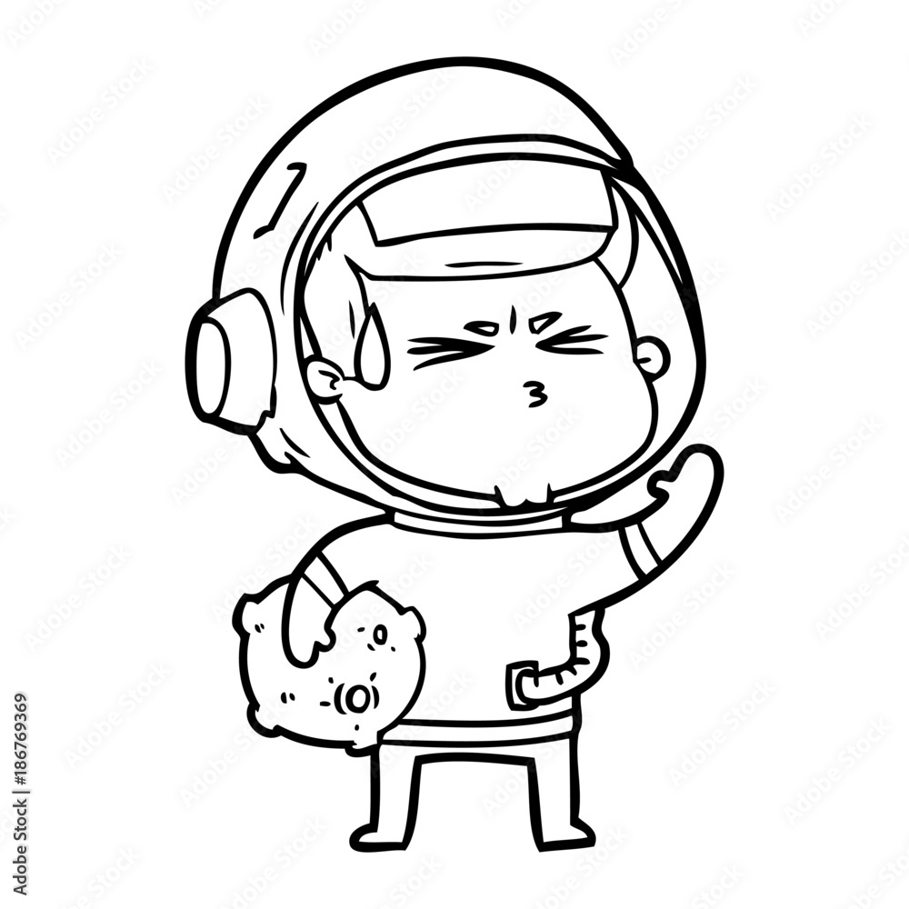 cartoon stressed astronaut