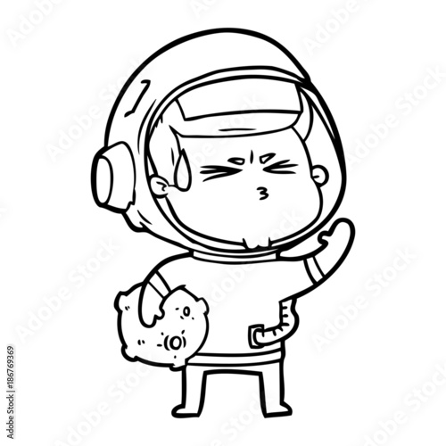 cartoon stressed astronaut