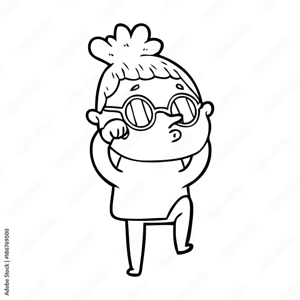 cartoon woman wearing sunglasses cartoon woman wearing sunglasses